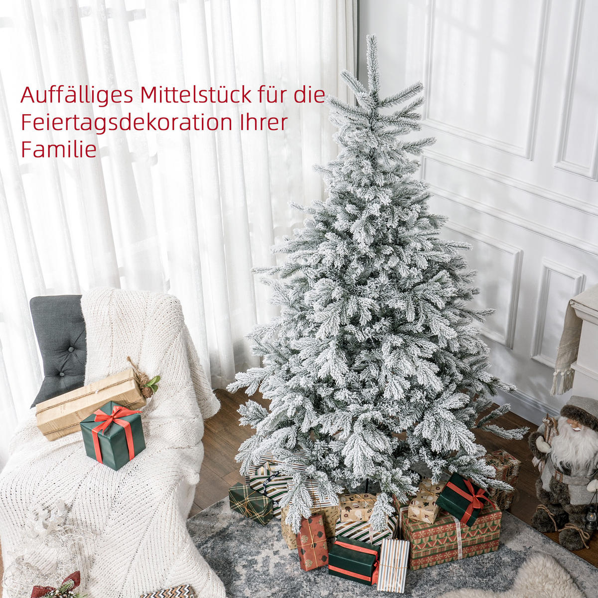 KÜNSTLICHER Weihnachtsbaum, 180 cm Christbaum mit 1321 Spitzen für Weihnachten - Grün, Kunststoff (180cm) - HOMCOM