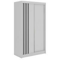 SCHWEBETÜRENSCHRANK mit Lamellen NAURU - 120 - Weiß und Schwarz - Schwarz/Alufarben, Holzwerkstoff/Metall (120/216/61cm) - MKS