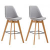 BARHOCKER 2er Set Stoff grau - Eukalyptusholzfarben/Grau, Holz/Textil (48/112/56cm) - CLP