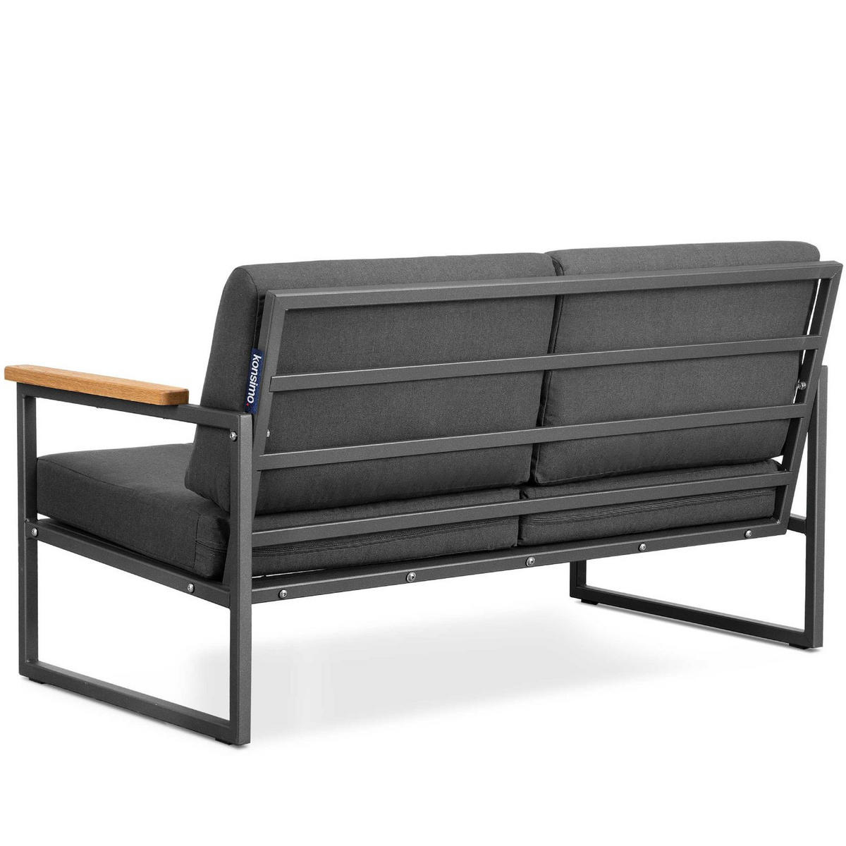 GARTENSOFA TRIBO 2-Personen ,Anthrazit|Grau - Anthrazit/Grau, Holz/Textil (130/65/60cm) - KONSIMO®