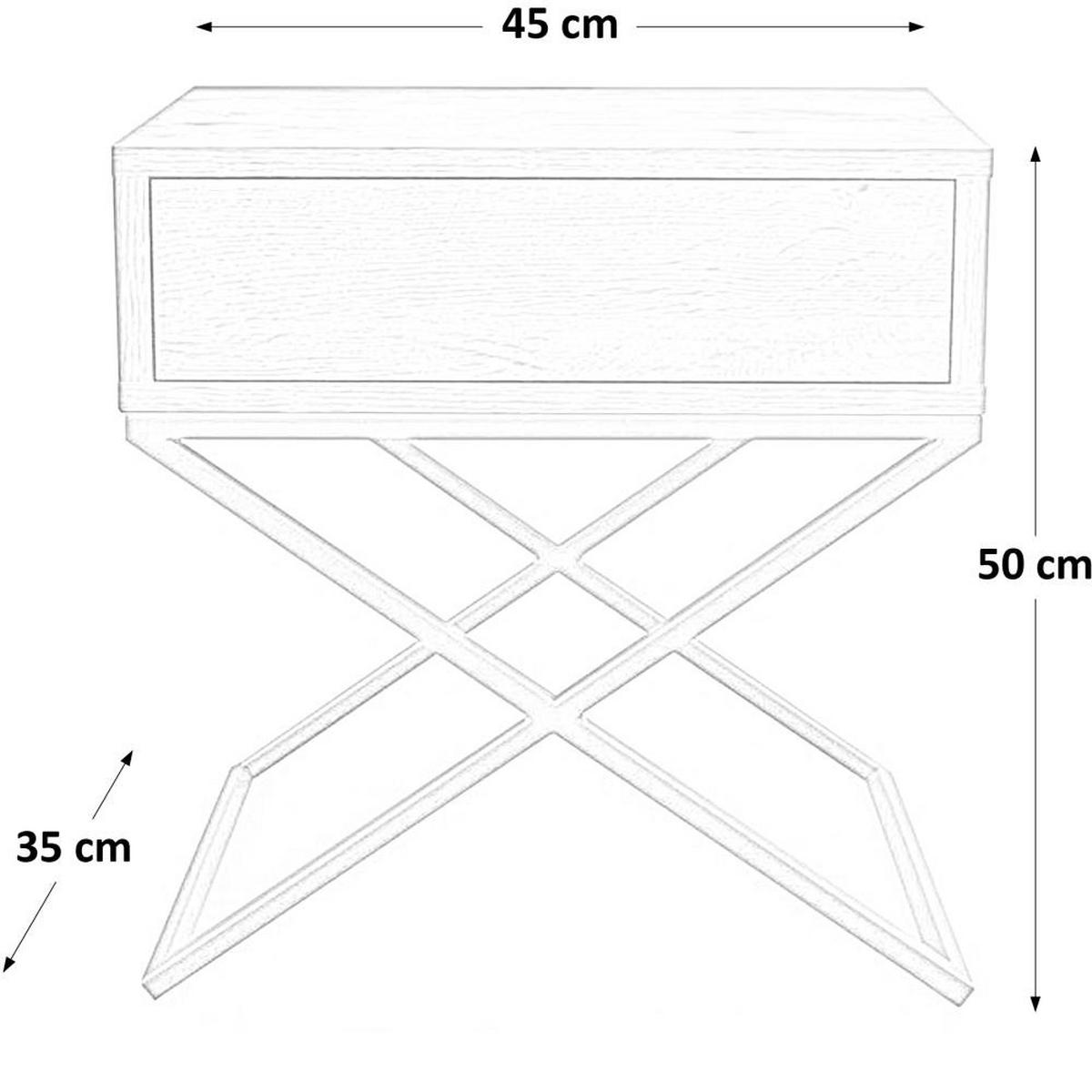 NACHTSCHRANK Max 45/50/35 weiß - Schwarz/Weiß, Holzwerkstoff/Metall (45/50/35cm) - Beautysofa