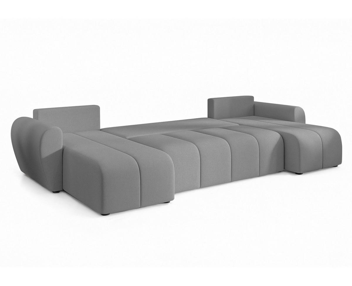 WOHNLANDSCHAFT Malatya U Form Hellgrau 311/145/80 cm mit Schlaffunktion - Hellgrau/Schwarz, Kunststoff/Textil (311/80/145cm) - AX Living