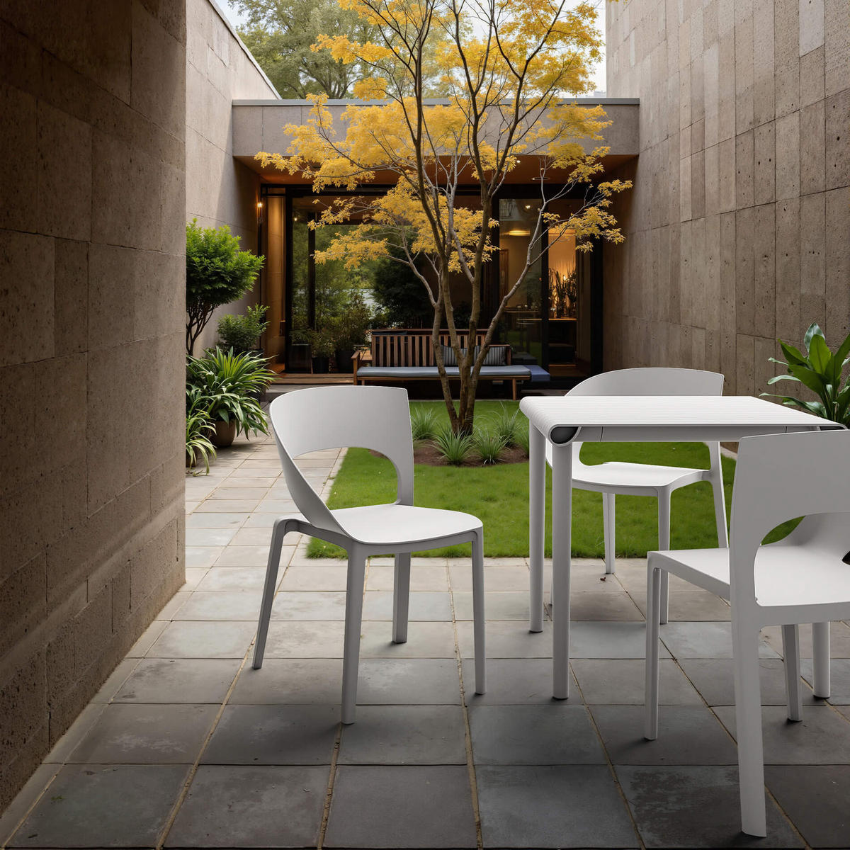 GARTENSTUHL Weiß creme 54/60/82,5 cm 2er-Set - Weiß, Kunststoff (54/82.5/60cm) - Mobili Rebecca