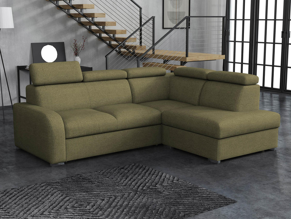 ECKSOFA Oslo 2rRLXp, Seite: Rechts 2R+R+LXP - Silberfarben/Grün, Holz/Textil (250/200cm) - MIRJAN24