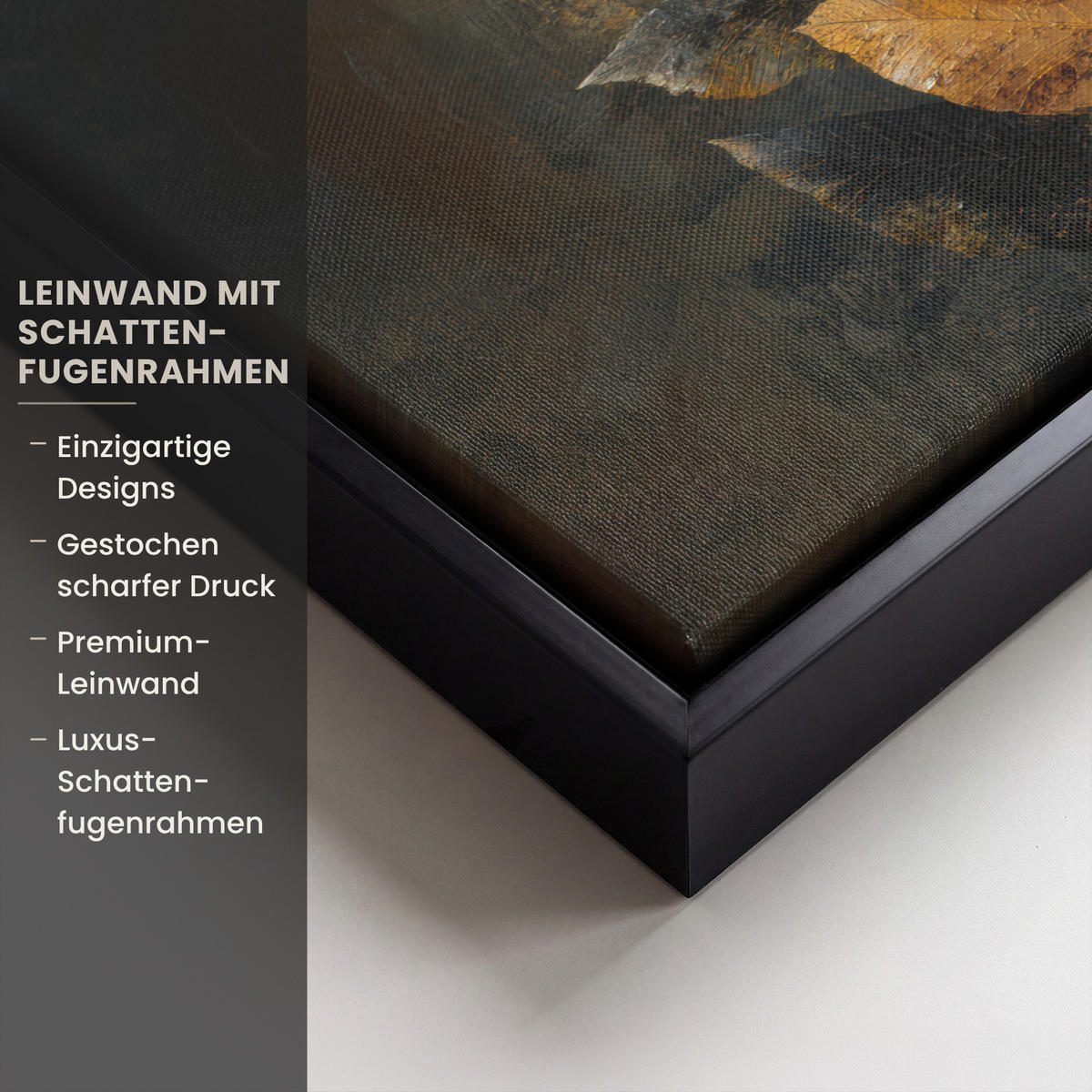LEINWAND Bilder mit Rahmen - Golden Leaf Komposition - Botanical Luxury - 30x20 - Goldfarben, Textil (30/20cm) - MuchoWow