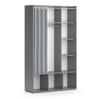 KINDERKLEIDERSCHRANK Luigi Grau 105.8 x 178.1 cm mit Vorhang-Kleiderstange - Hellgrau/Grau, Holzwerkstoff (105.8/178.1/38cm) - Vicco