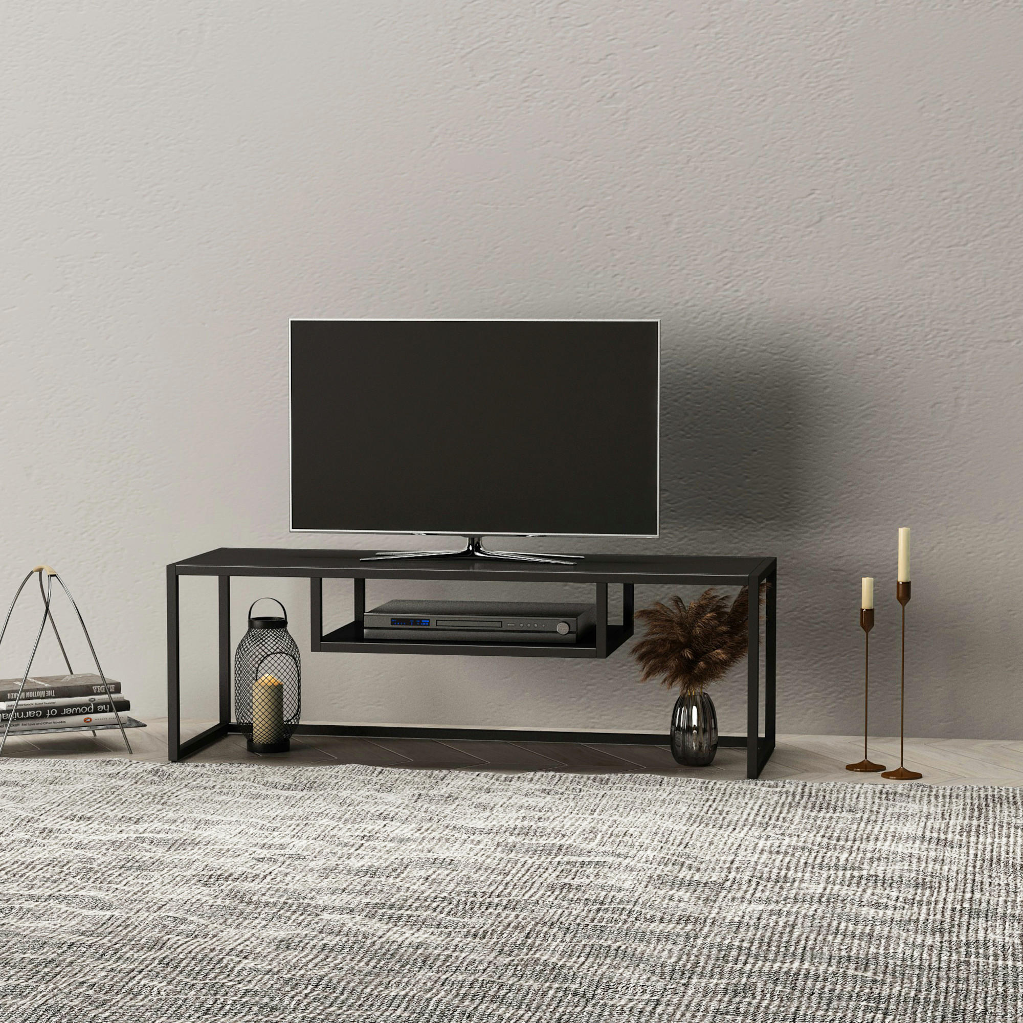 TV-ELEMENT Isokyrö - Schwarz, Metall (120/40/40cm) - [en.casa]