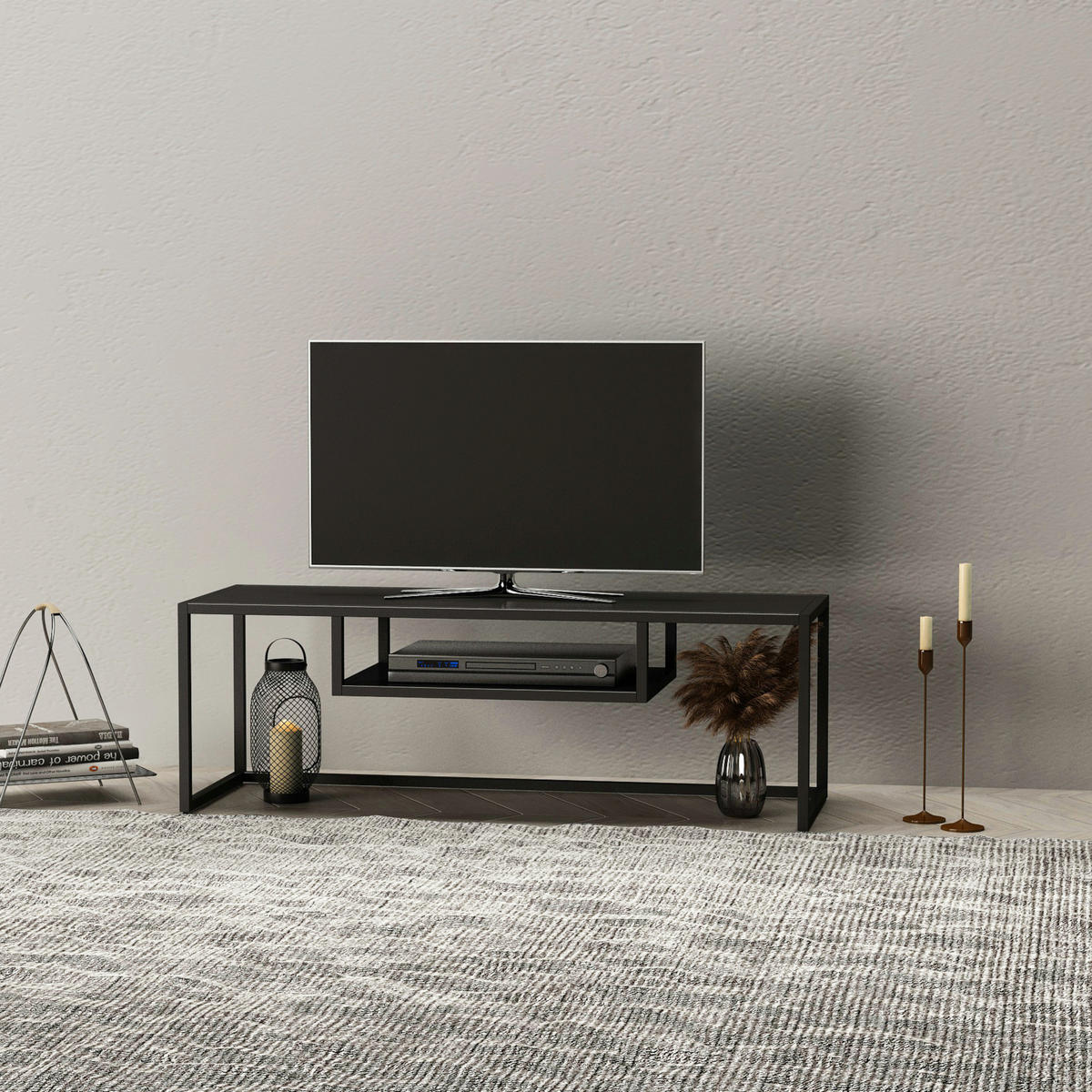 TV-ELEMENT Isokyrö - Schwarz, Metall (120/40/40cm) - [en.casa]