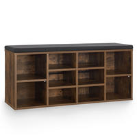 SCHUHREGAL mit Polsterung & 10 Fächern Antikbraun 104 x 30 x 48 cm - Braun, Holz (30/48/104cm) - Juskys