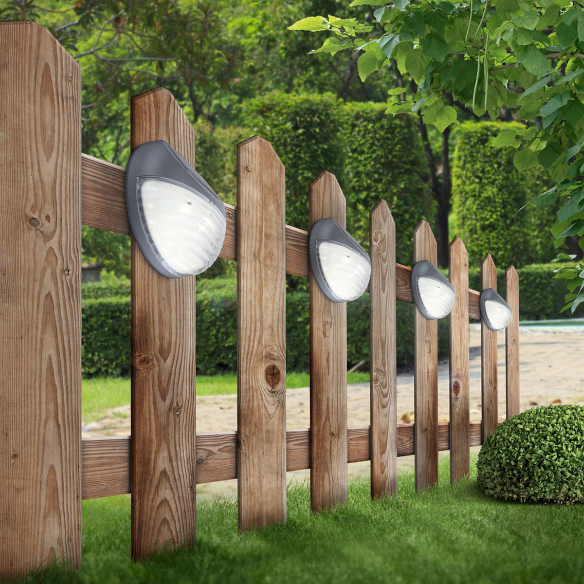 LED AUSSENLEUCHTE Kunststoff Grau 6er Set - Grau, Kunststoff (4/4/4cm) - Globo Lighting