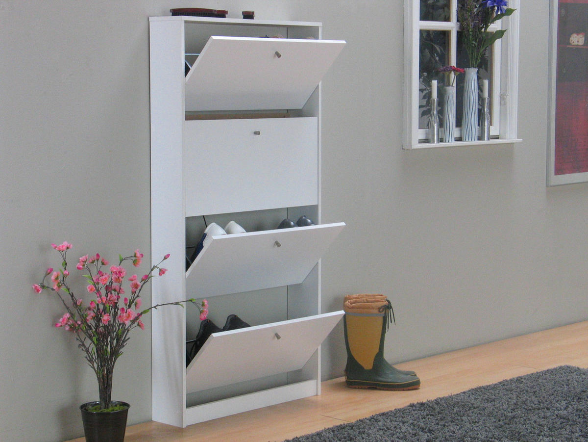 SCHUHSCHRANK weiß - Weiß, Holzwerkstoff (75/148/17cm) - ebuy24