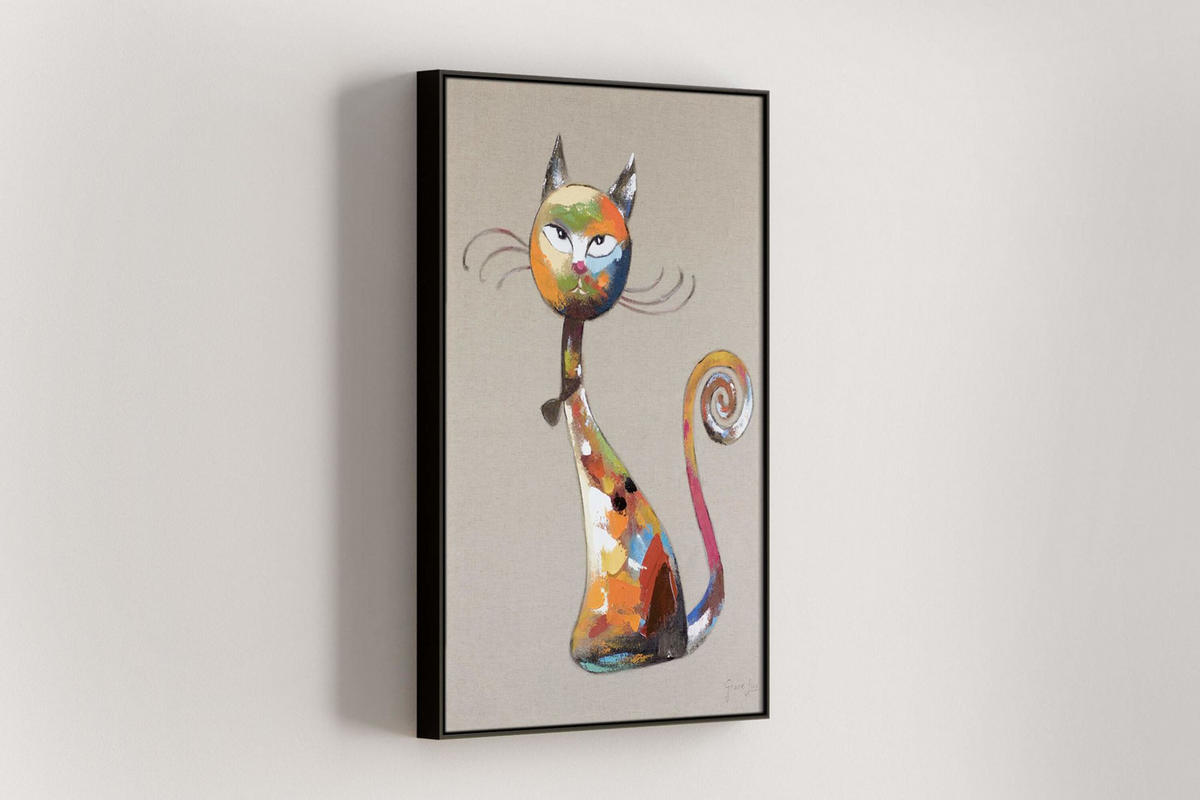 OLEJOMAĽBA 60/80 cm, Zvieratá - viacfarebná/sivá, drevo/textil (60/80cm) - KUNSTLOFT