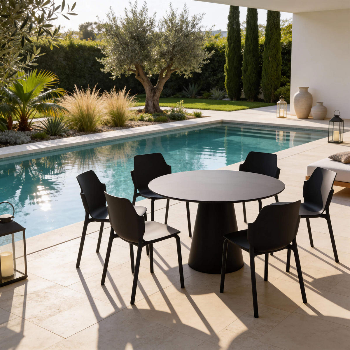 GARTENSTUHL Schwarz 56/47/83 cm 2er-Set - Schwarz, Kunststoff (56/83/47cm) - Mobili Rebecca
