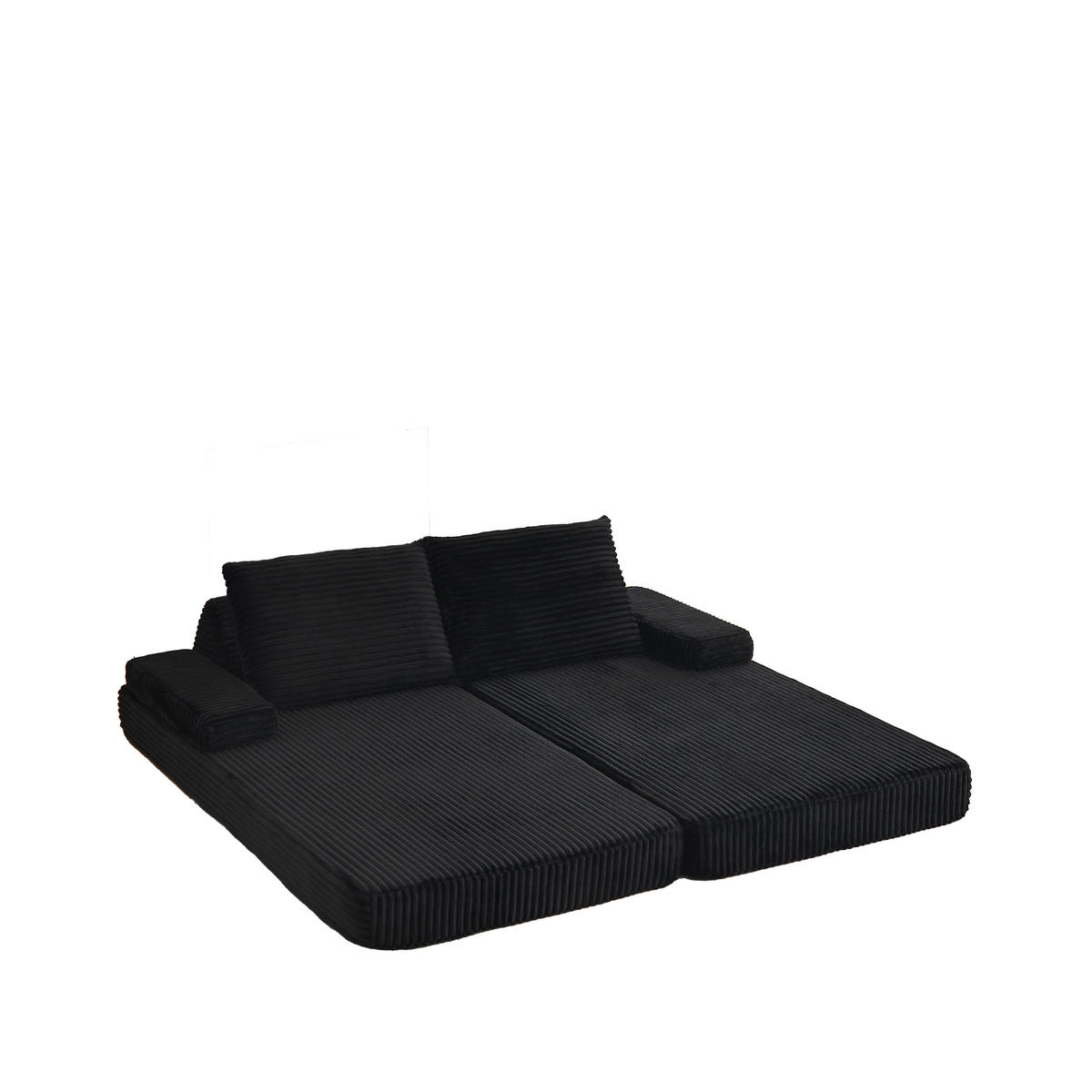 SCHLAFSOFA 211 cm frei kombinierbar mit dreieckigen Rückenlehnen, DE-42722, Grau - Schwarz, Textil (211.5/62/106.5cm) - ComfortXL