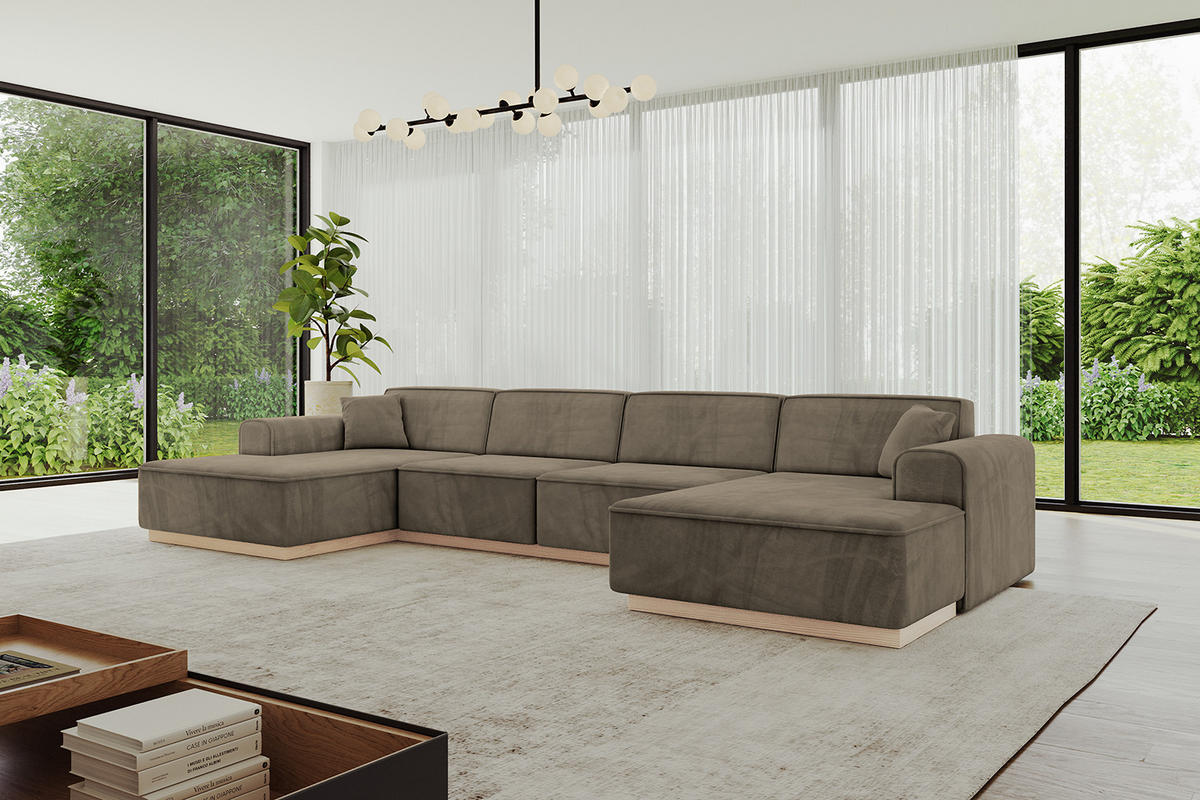 WOHNLANDSCHAFT IREA-U2 - 388x171x83 cm Braun - Braun, Holzwerkstoff/Textil (388/83/171cm) - ALTDECOR