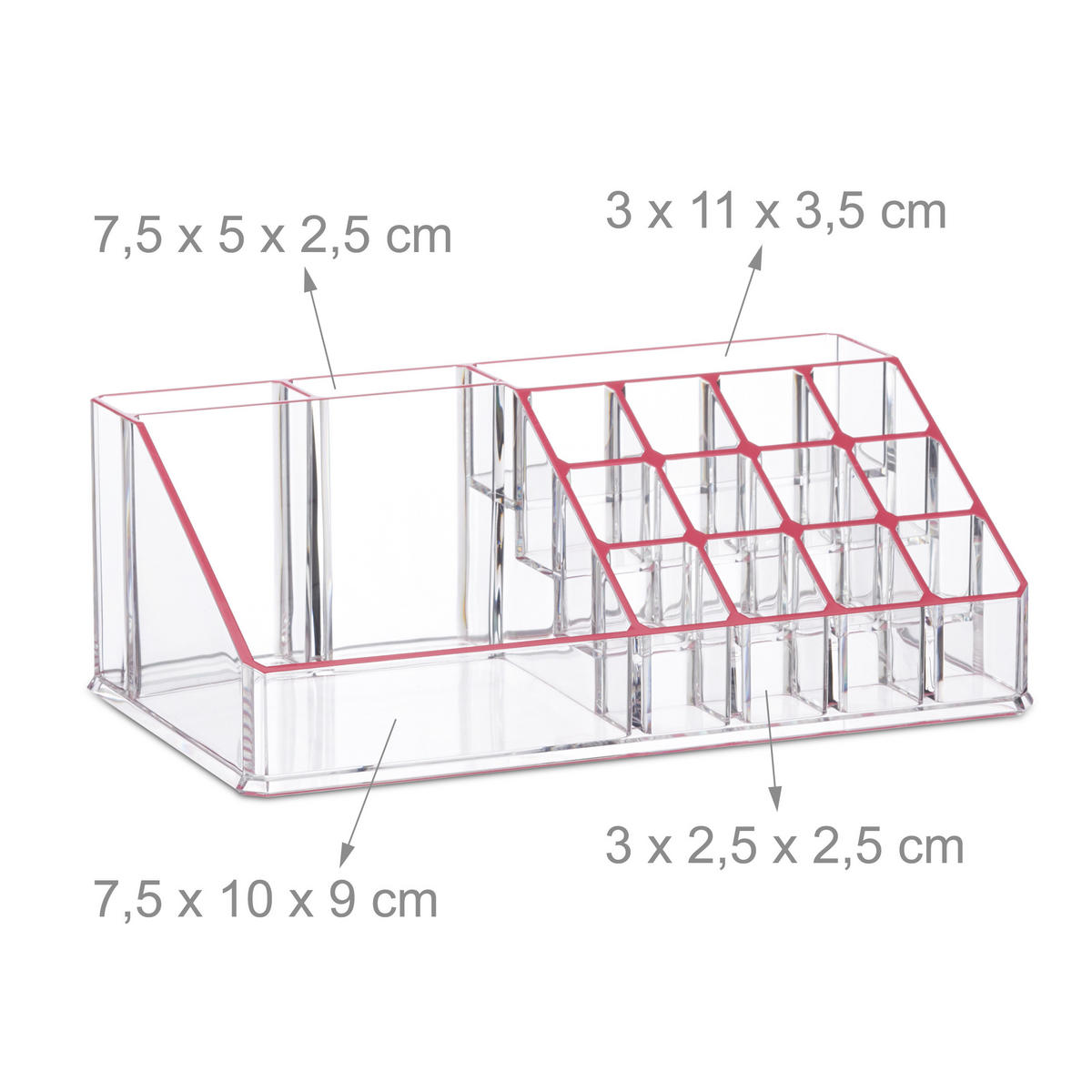 MAKEUP Organizer - Transparent, Kunststoff (24/19/13.5cm) - Relaxdays