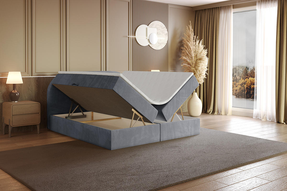 BOXBETT mit Matratze H3 und Lattenrost - NOX - 160x200 - Grau Casablanca - Grau, Holzwerkstoff/Kunststoff (160/200cm) - ALTDECOR