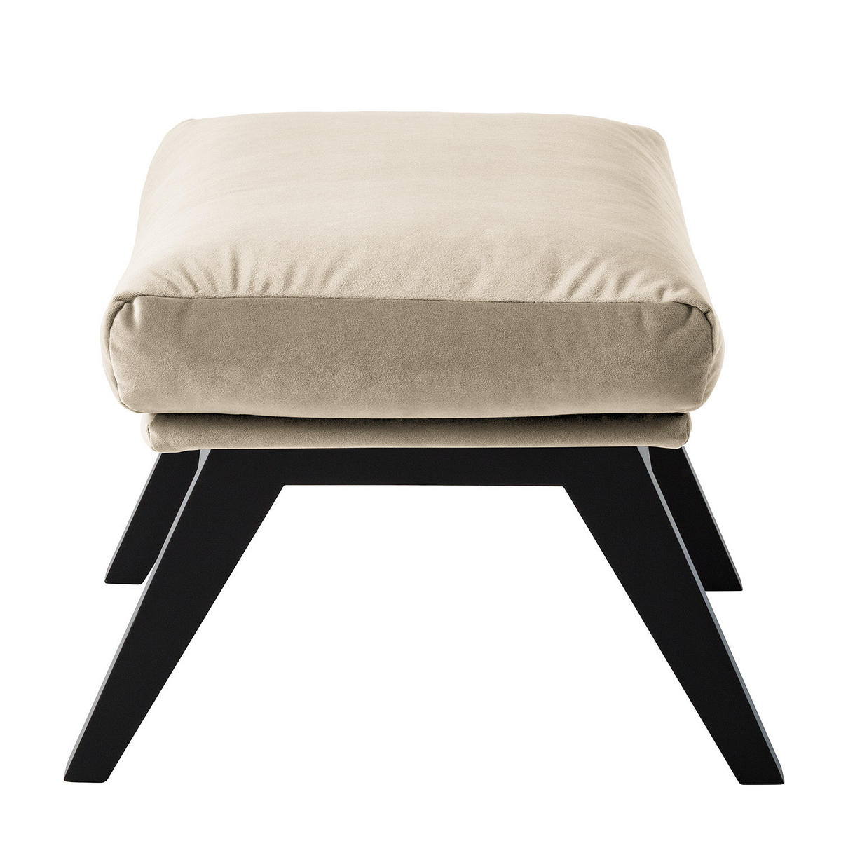 POLSTERHOCKER mit Holzfüßen - Beige/Schwarz, Eichenholz/Textil (51/37/41cm) - home24