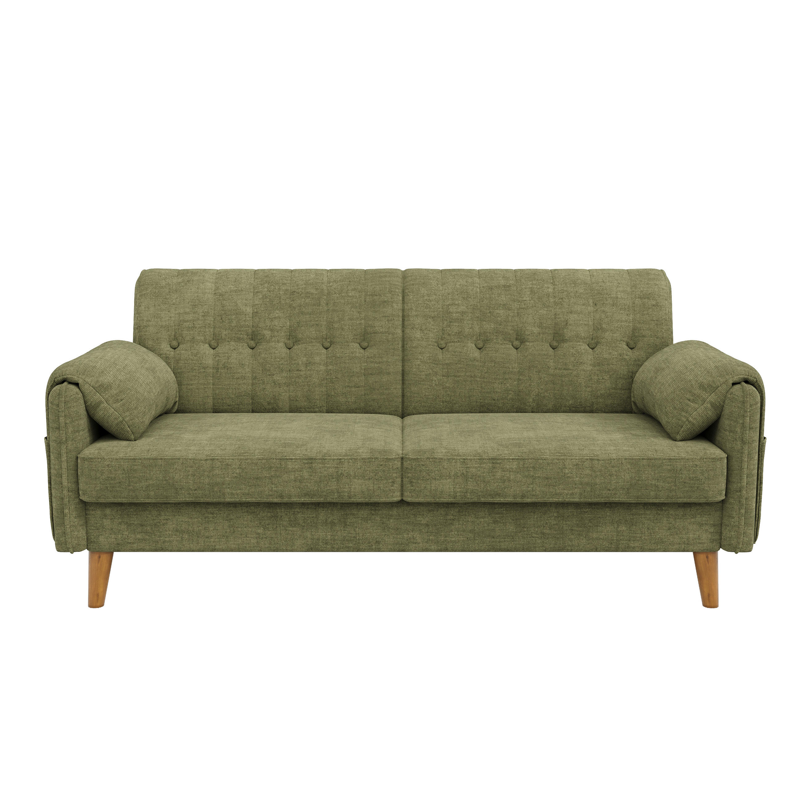 SOFA 2-Sitzer, Grün, Chenille, Stepplehne, Seitentaschen - Grün, Textil (79/83.5/161.5cm)