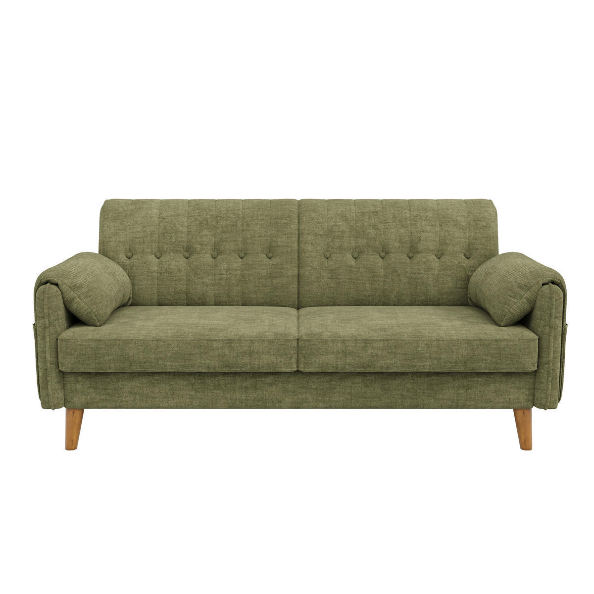 2-SITZER-SOFA Chenille mit Massivholzbeinen, DE-42464, Grün - Grün, Holzwerkstoff (161.5/83.5/79cm) - ComfortXL