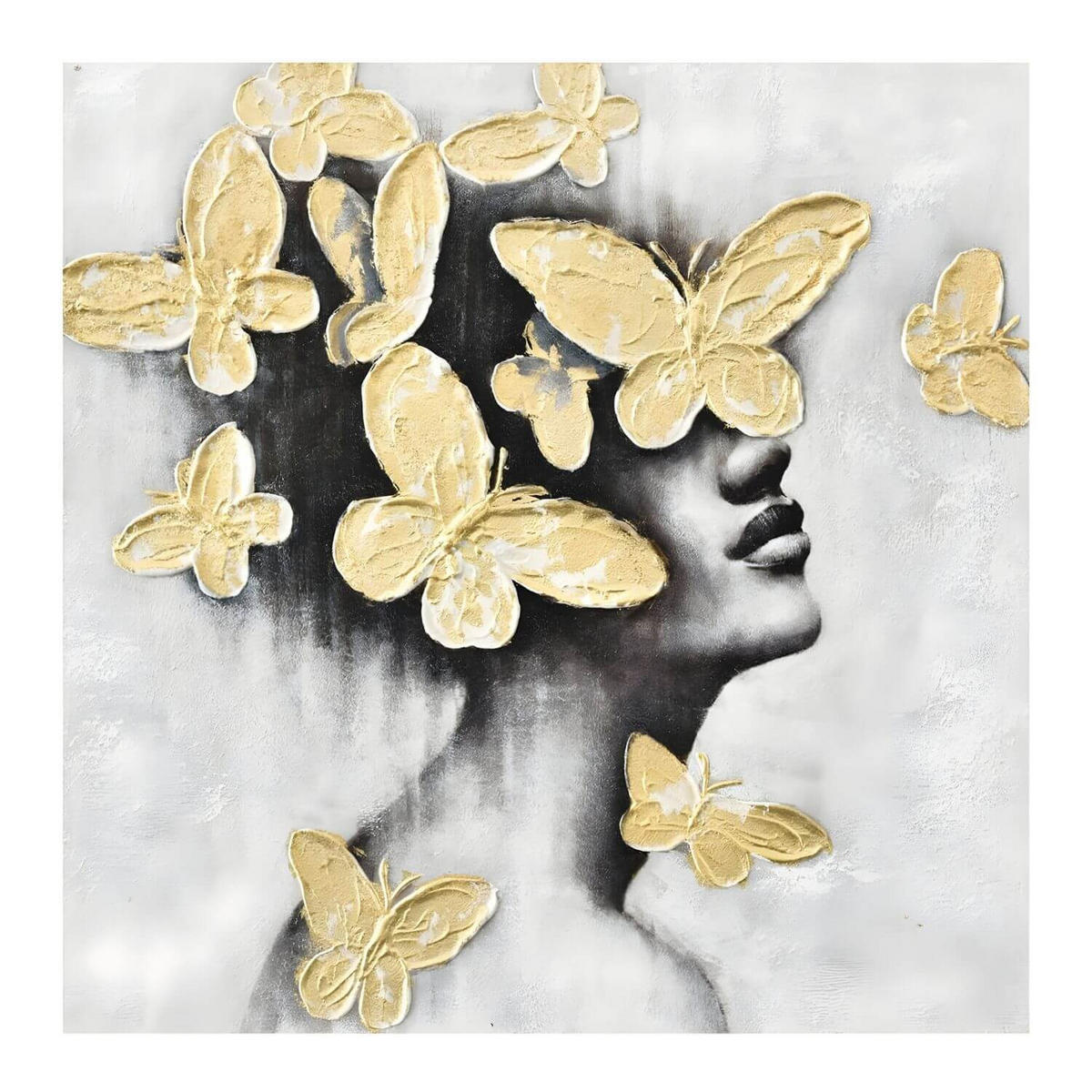 ACRYLBILD HANDGEMALT 60/60 cm - Goldfarben/Grau, Holz/Textil (60/60cm) - KUNSTLOFT