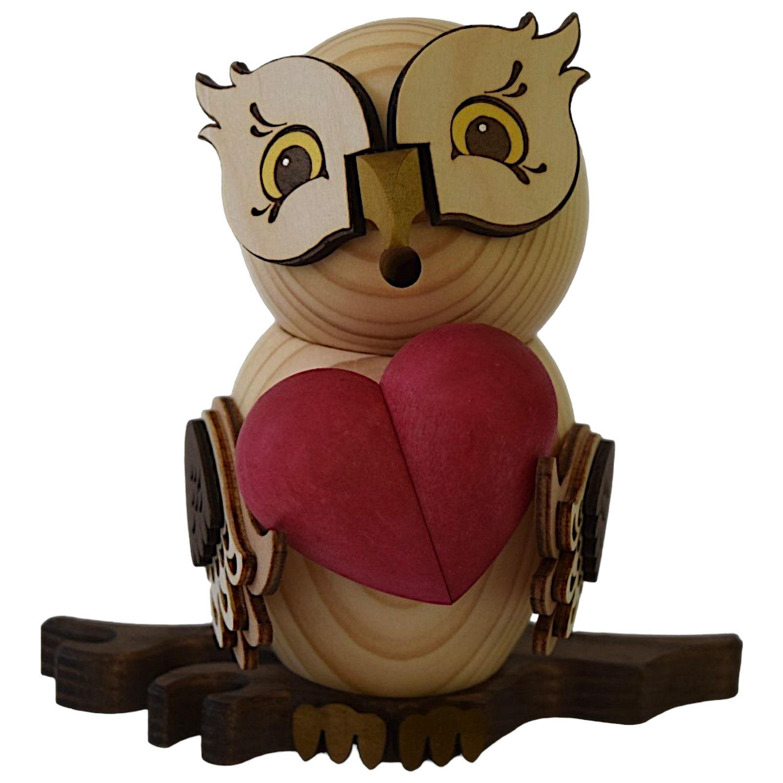 RÄUCHERFIGUR Eule mit Herz 15 cm - Multicolor, Holz (10/15/10cm)