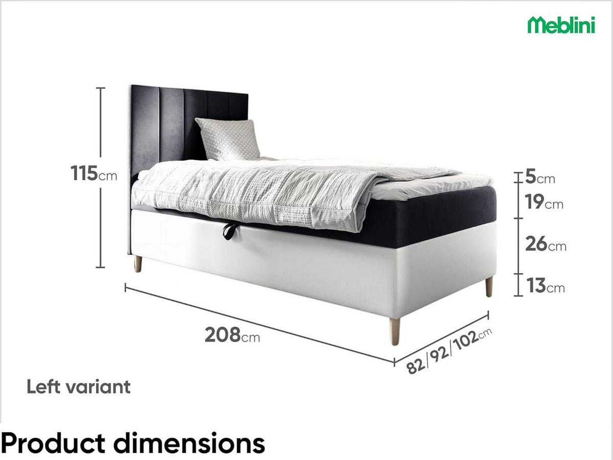 KINDERBETT MAYA 1 - Schwarz/Weiß, Holzwerkstoff (102/208cm) - Meblini
