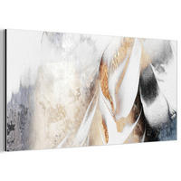 KOVOVÝ OBRAZ Luxusné - abstraktné - zlaté - biele 80x40 cm - zlatá, kov (80/40cm) - MuchoWow