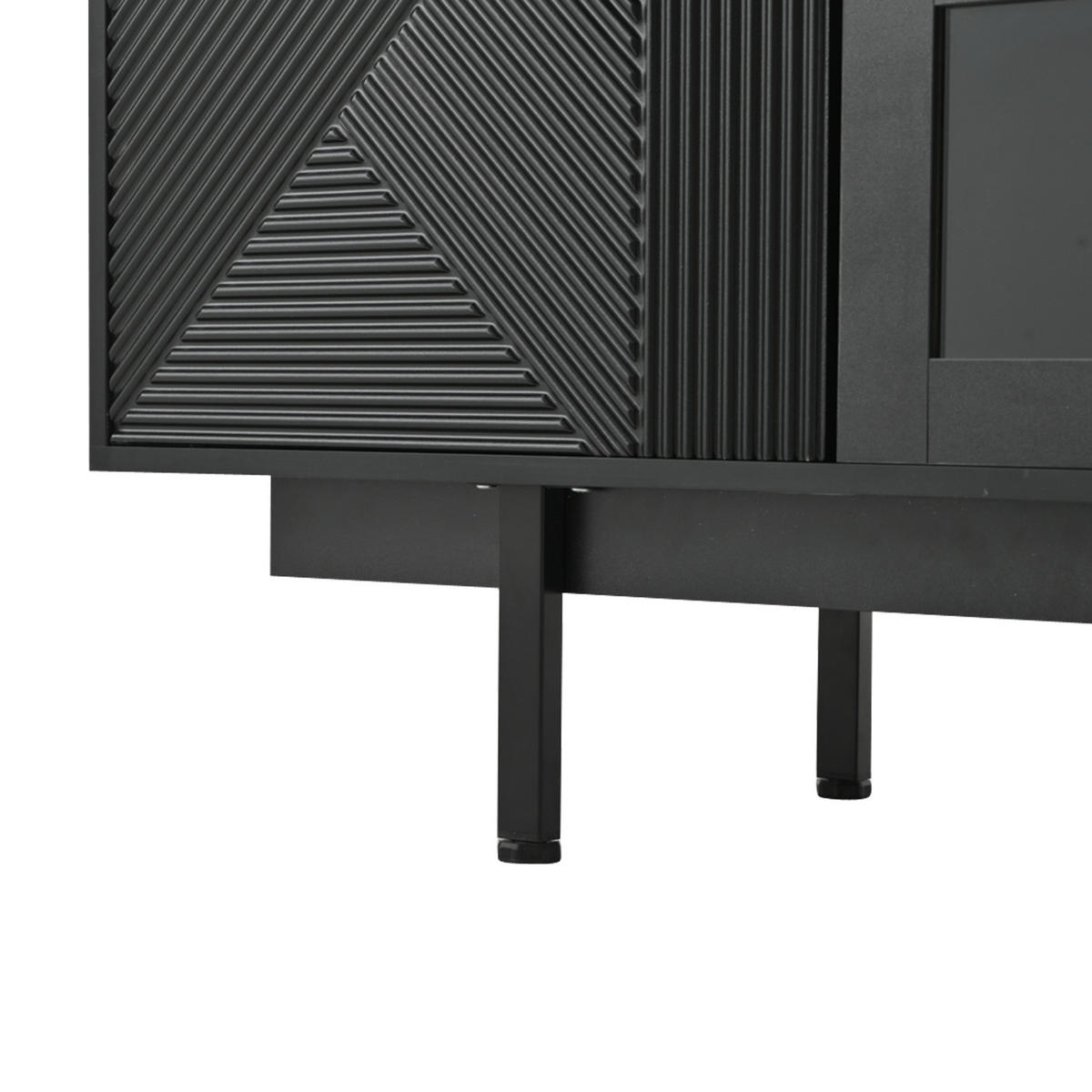 TV-SCHRANK schwarz aus Spanplatte mit Glastür 200 × 40 × 50,5 cm - Schwarz, Holzwerkstoff (200/50.5/40cm) - Luhomfu
