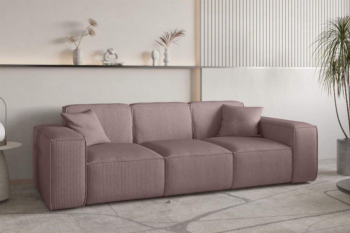 SOFASET Celes Premium 3-1-1 Stoff Scala - Lila, Holzwerkstoff/Textil (225/73/88cm) - Fun Möbel