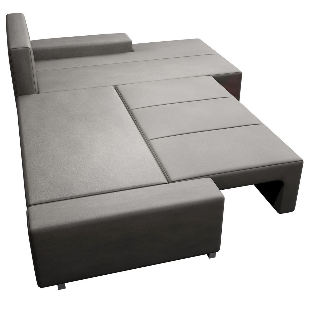 SOFA Davos mit Ottomane rechts hellgrau inkl LED - Hellgrau, Textil (260/180cm) - Juskys