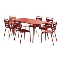 GARTENSITZGRUPPE aus Metall - ein Tisch L.160 cm und 6 stapelbare Sessel - Rot - MIRMANDE von MYLIA - Rot, Metall - Vente-Unique