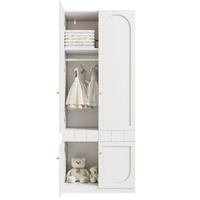 KLEIDERSCHRANK-SET aus MDF 160x50x200 cm Weiß mit Doppeltüren, Schubladen und Kleiderstange - Weiß, Holzwerkstoff (160/200/50cm) - Modfu