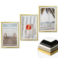 WANDBILDER 3er Set - 40x60 cm Goldrahmen - Strandtreppe aus Holz, Urlaub - Goldfarben, Kunststoff (40/60cm) - ArtPrintCave