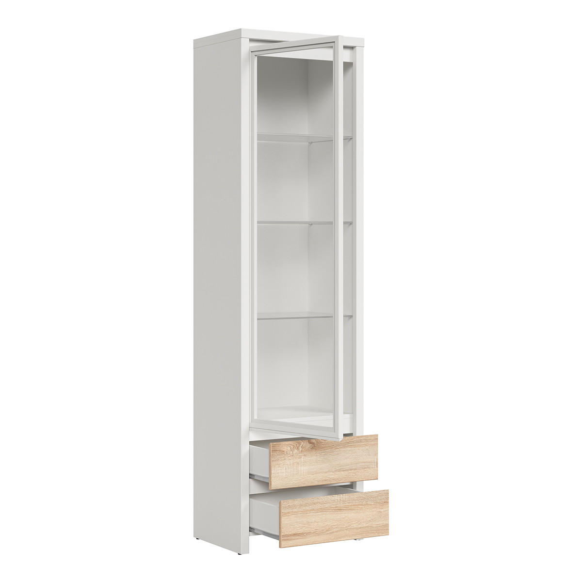 VITRÍNA Soren Dřevo a bílá - bílá, kompozitní dřevo (56/200.5/40.5cm) - Petits-meubles