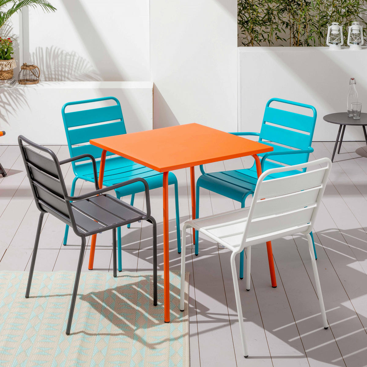 GARTENTISCH , Orangefarben - Orange, Metall (70/70/72cm) - Oviala
