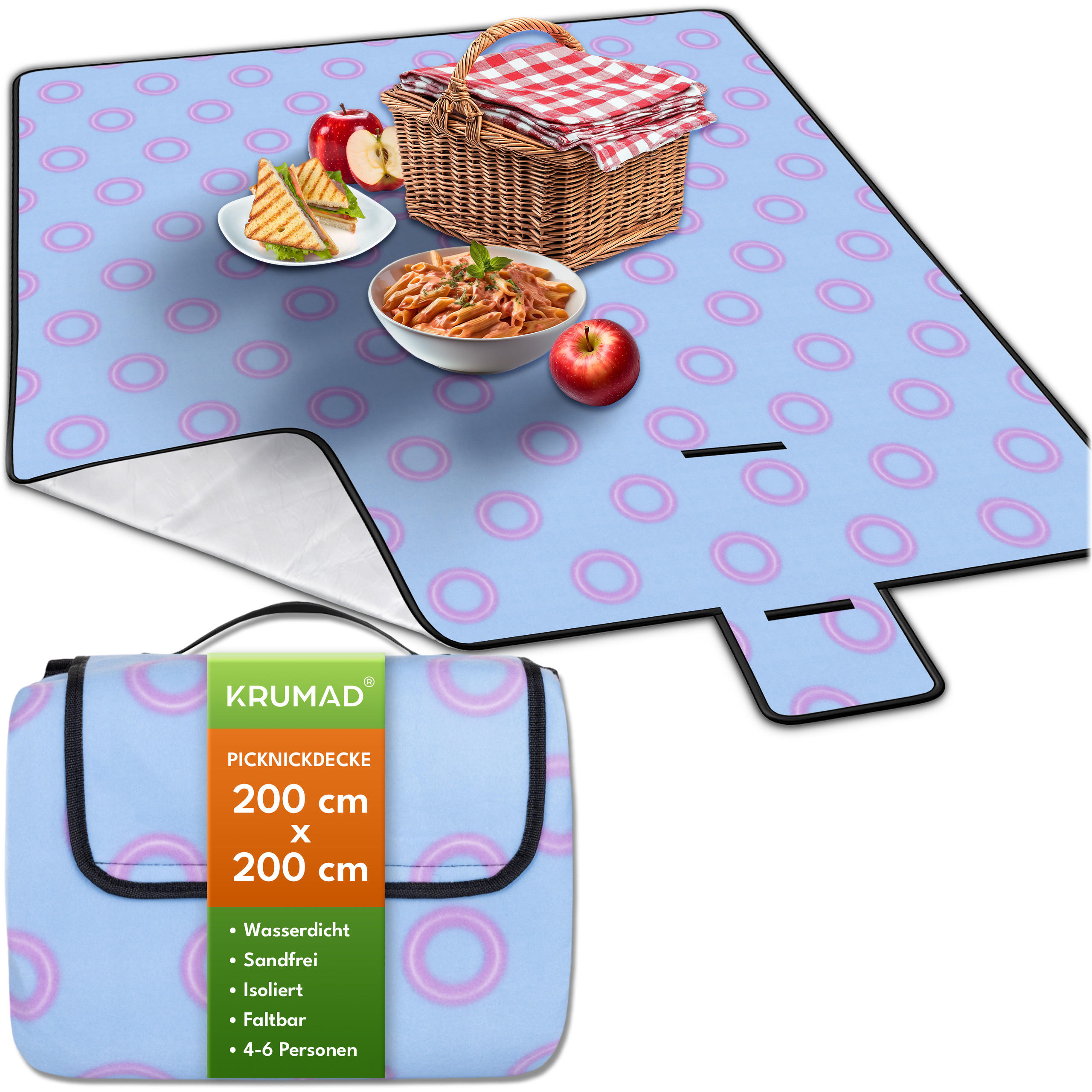 PICKNICKDECKE - Hellblau, Textil (200/200cm) - KRUMAD