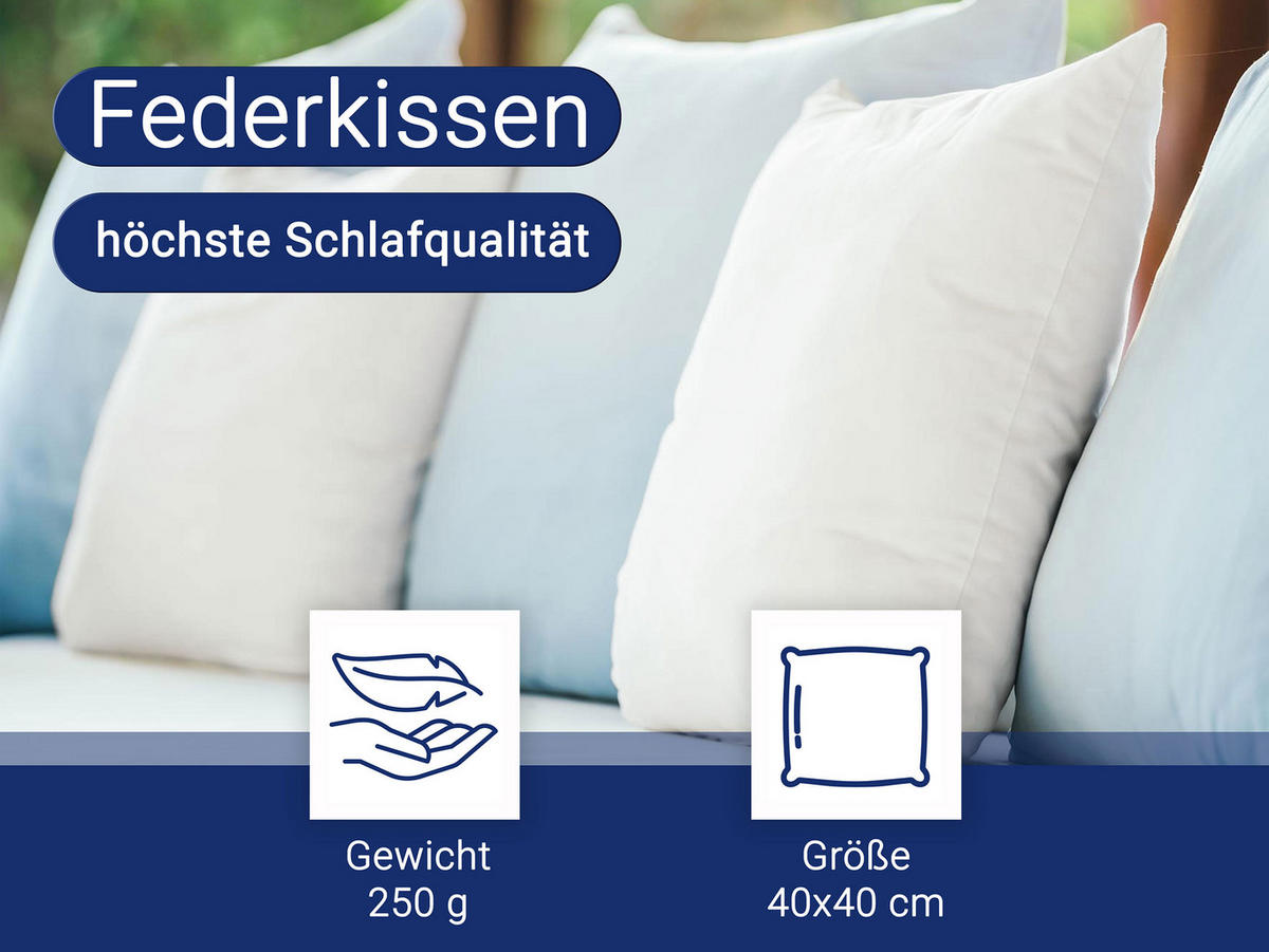 KISSEN, 2er-Set, 40x40 cm, 85% Federn, 15% Daune - Weiß, Kunststoff (40/40cm) - Zollner