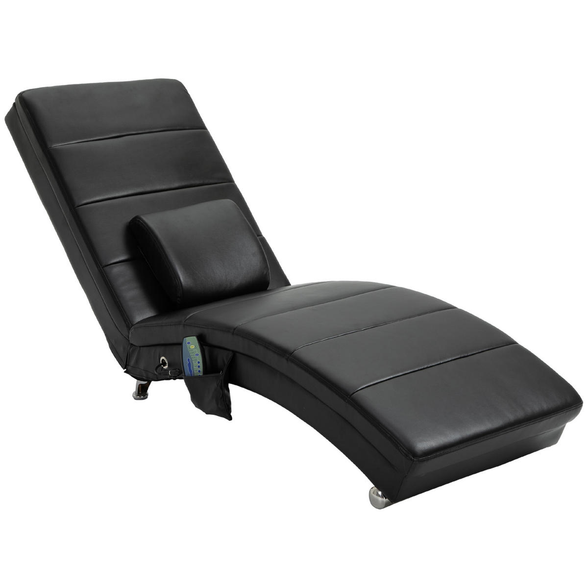 RELAXLIEGE, Massagefunktion, Schwarz - Schwarz, Leder (163/87/58cm) - HOMCOM