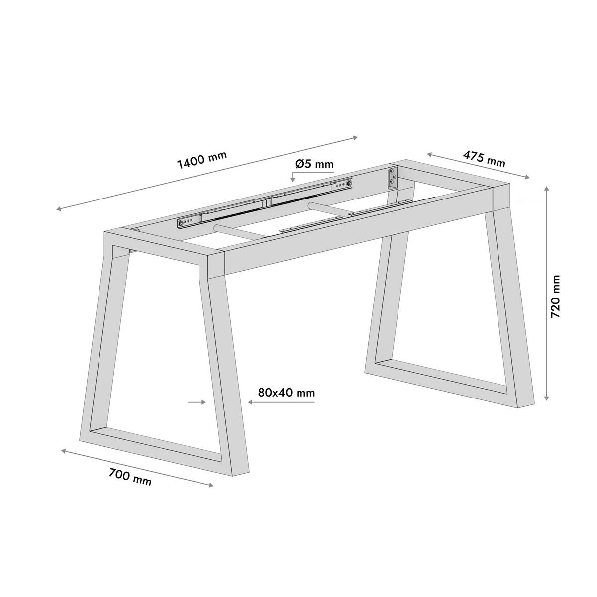 TISCHBEINE Nemesis Split Metall Schwarz 72cm Ausziehbarer - Schwarz, Metall (70/72/140cm) - Metalo Pro