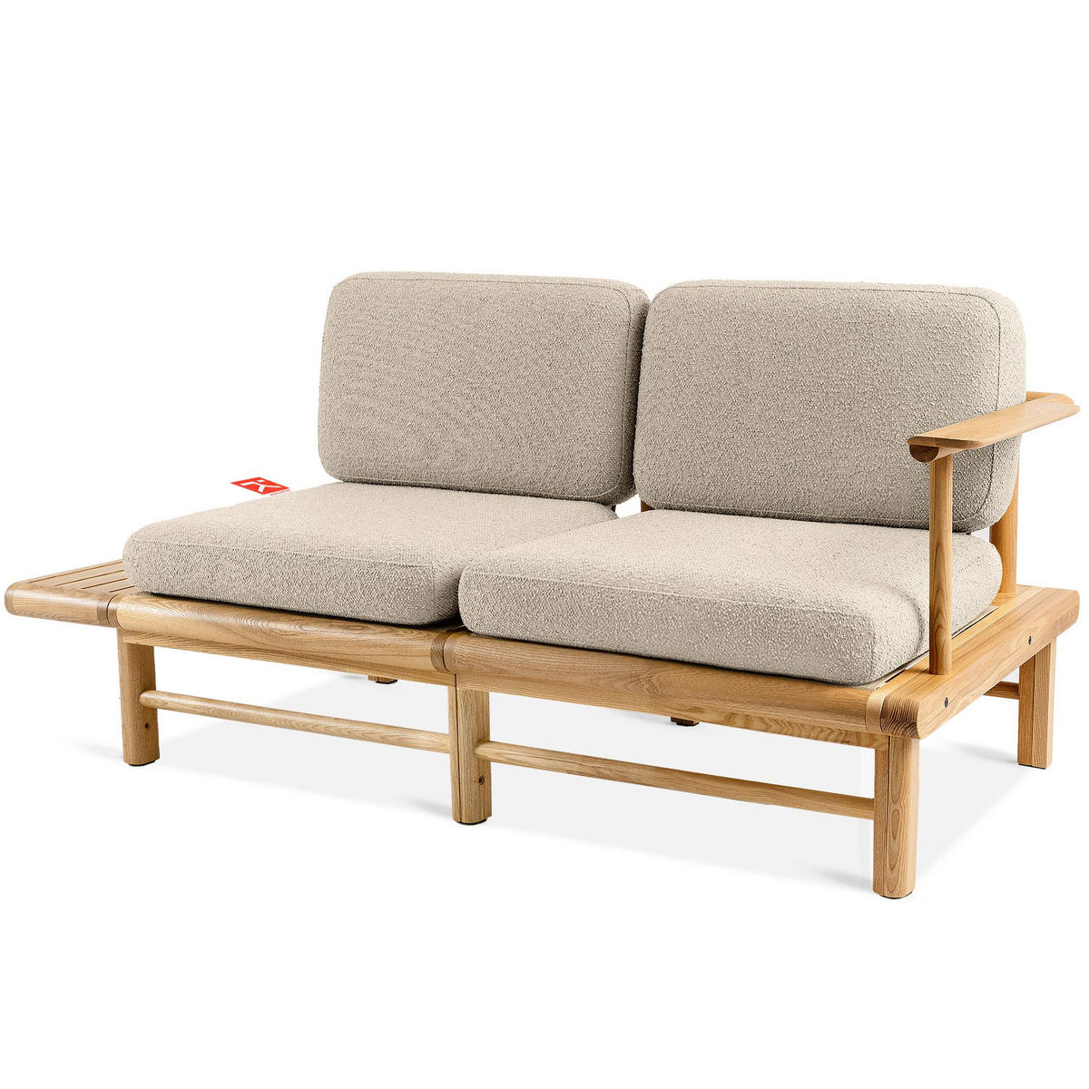 GARTENSOFA ATREDA 2-Sitzer, mit Ablage - Creme, Holz/Textil (175/74/80cm) - KONSIMO®