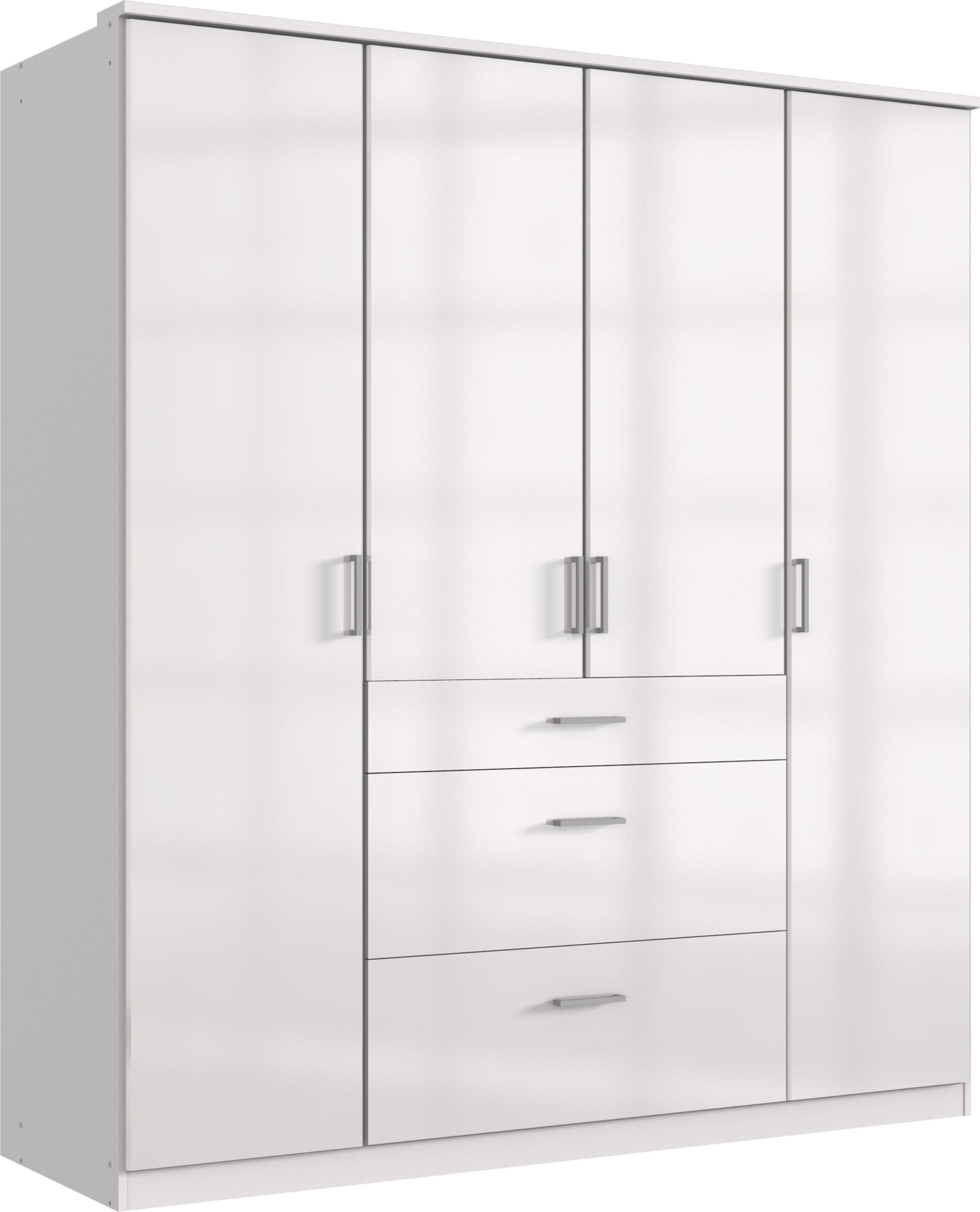 KLEIDERSCHRANK Clack in Weiß mit Fronten in Hochglanz Weiß Lack - Drehtürenschrank 179 cm – ohne Spiegel - Weiß, Holzwerkstoff (179/199/58cm)