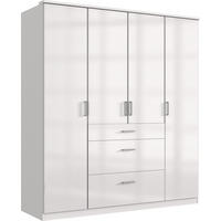 KLEIDERSCHRANK Clack in Weiß mit Fronten in Hochglanz Weiß Lack - Drehtürenschrank 179 cm – ohne Spiegel - Weiß, Holzwerkstoff (179/199/58cm)