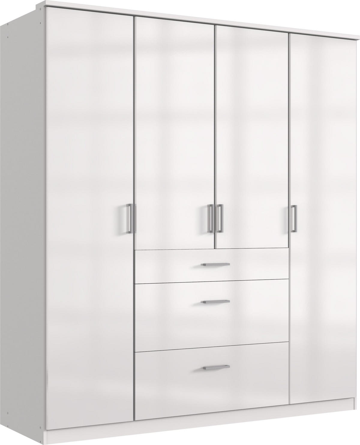 KLEIDERSCHRANK Clack in Weiß mit Fronten in Hochglanz Weiß Lack - Drehtürenschrank 179 cm – ohne Spiegel - Weiß, Holzwerkstoff (179/199/58cm)