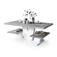 COUCHTISCH rechteckig Beton - Weiß matt 110/60/45 cm - Hellgrau/Weiß, Holzwerkstoff (60/110/45cm) - designimpex