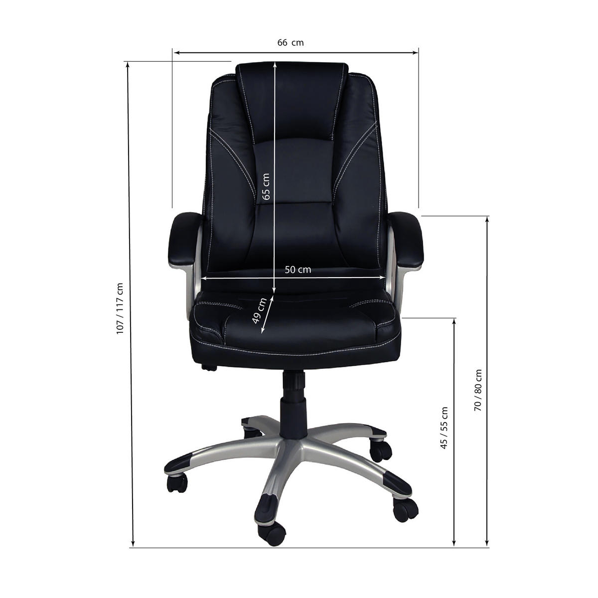 BÜROSTÜHL BOSS, CHEFSESSEL - Schwarz, Kunststoff (66/117/69cm) - Weber Industries