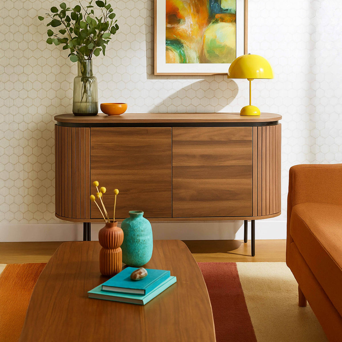 SIDEBOARD, dunkles Holzeffekt - Braun, Holz (40/76/120cm) - Oviala