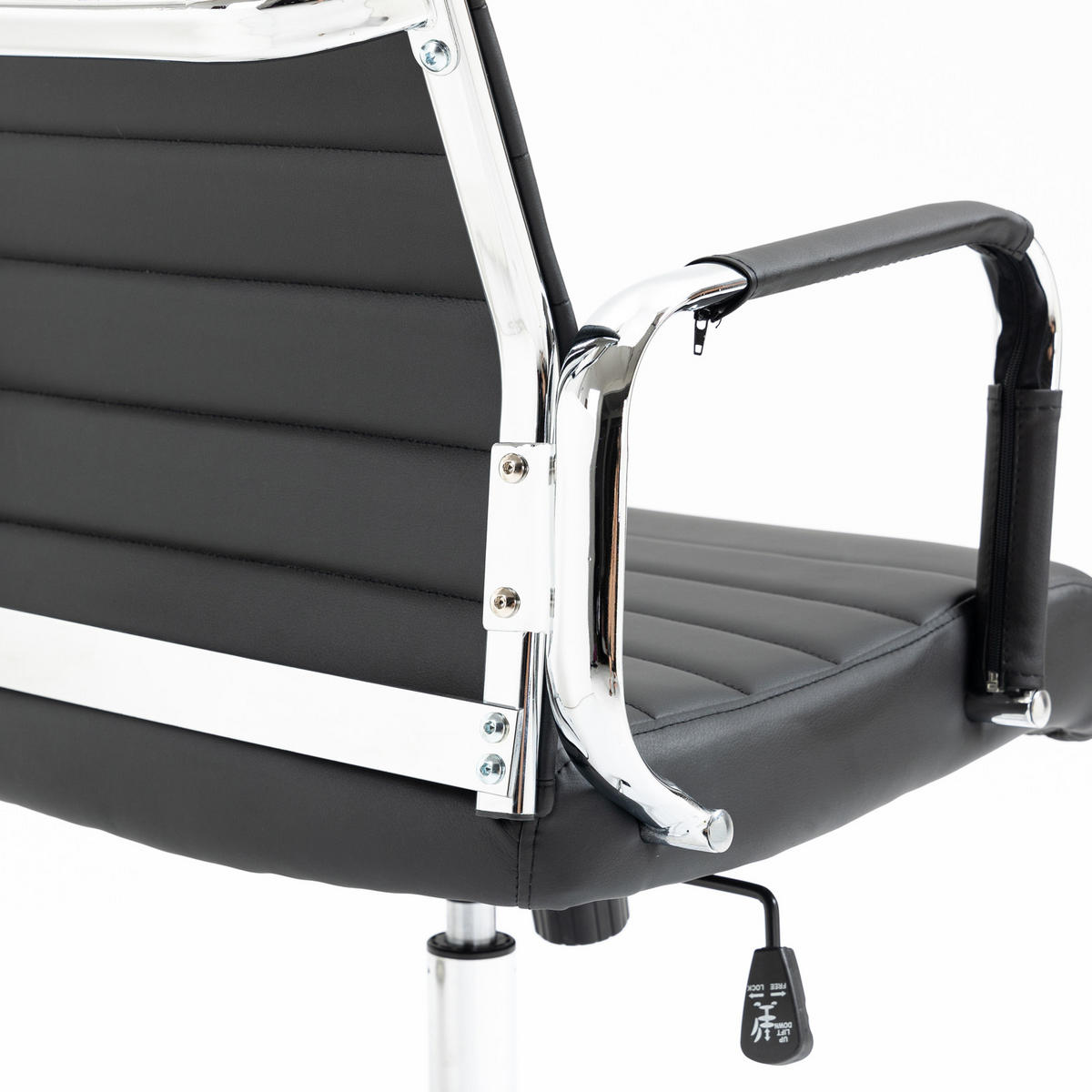 SCHREIBTISCHSTUHL OFFICE COMFORT LB Kunstleder Schwarz - Silberfarben/Schwarz, Textil/Metall (56/103/64cm) - SVITA