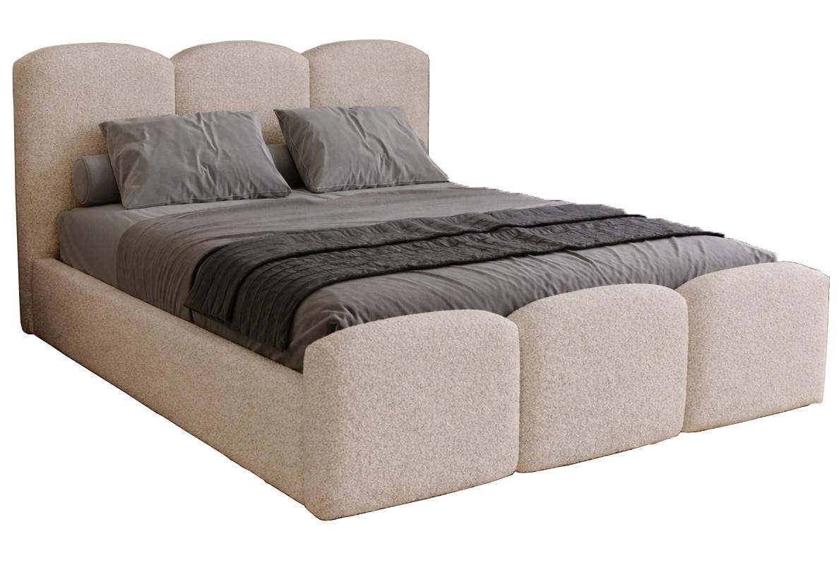 POLSTERBETT mit Bettkasten 200x200 Capri, Boucle, Beige - Beige, Holz/Textil (200/200cm) - Emporius