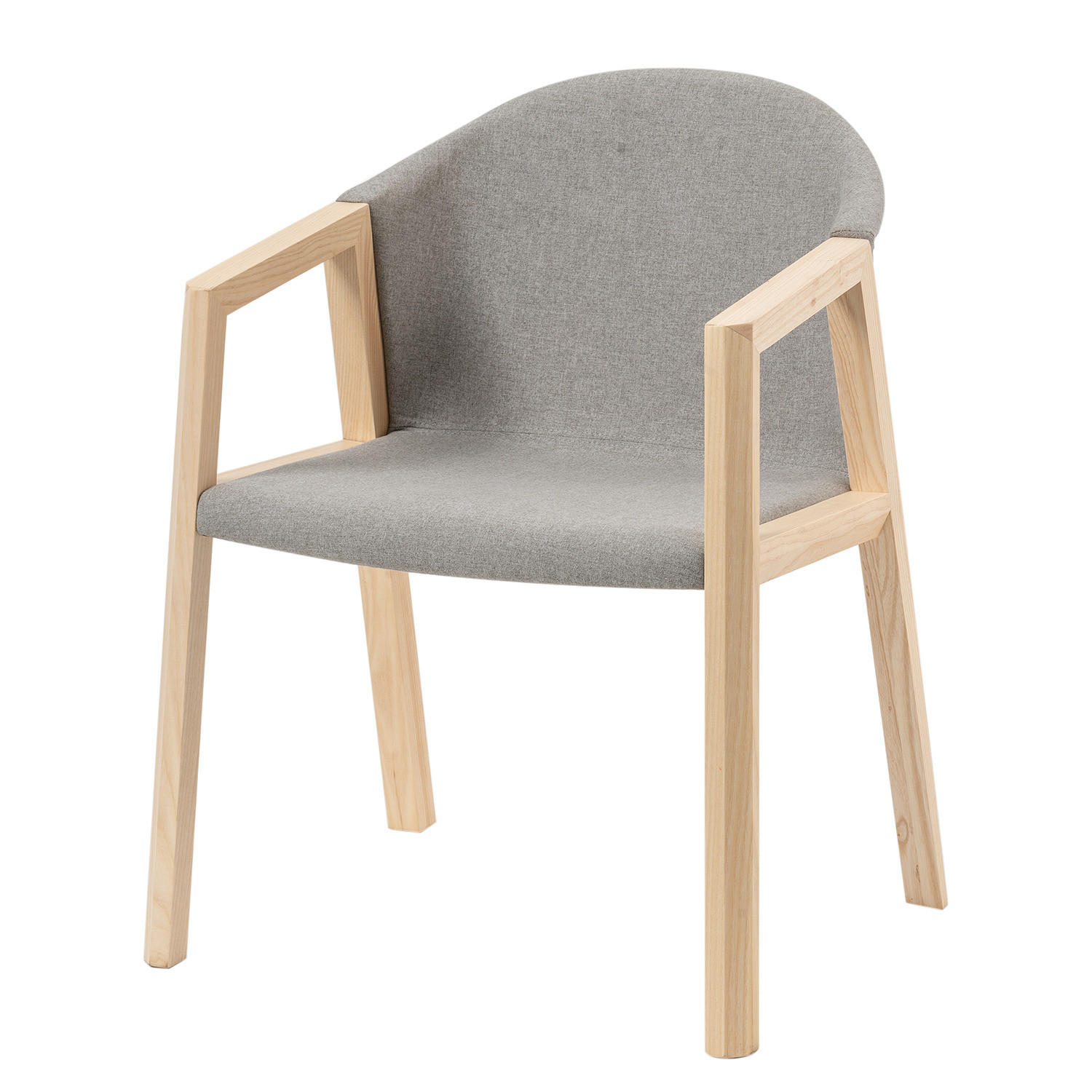 ARMLEHNENSTUHL - Webstoff / Esche massiv, Hellgrau - Hellgrau, Textil (61/80/56cm) - home24